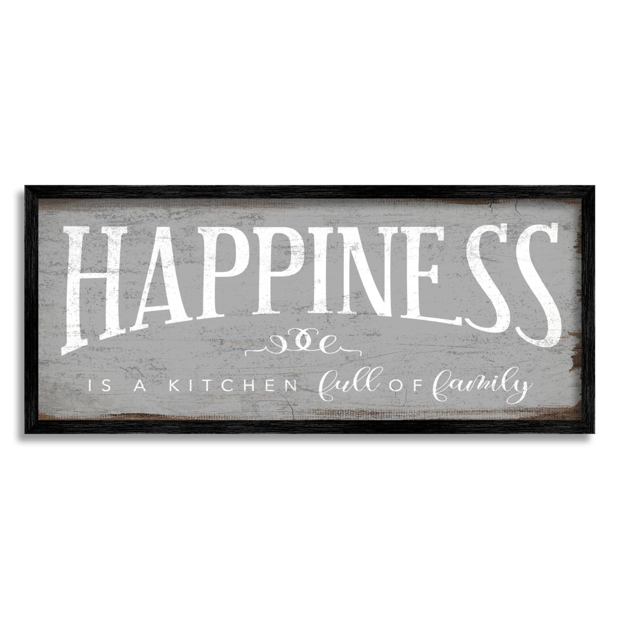 Stupell Industries Happiness is A Full Kitchen Phrase Distressed Paint Framed Wall Art